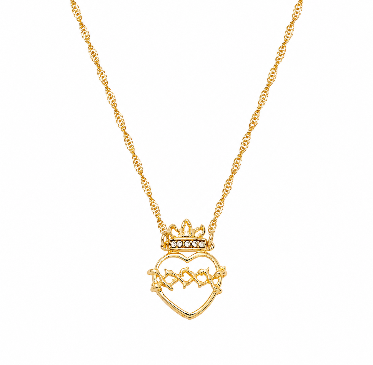 Colar Sagrado Coração com Strass