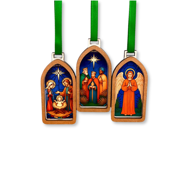 KIT_ Enfeite Árvore Capelinha - Fita Verde