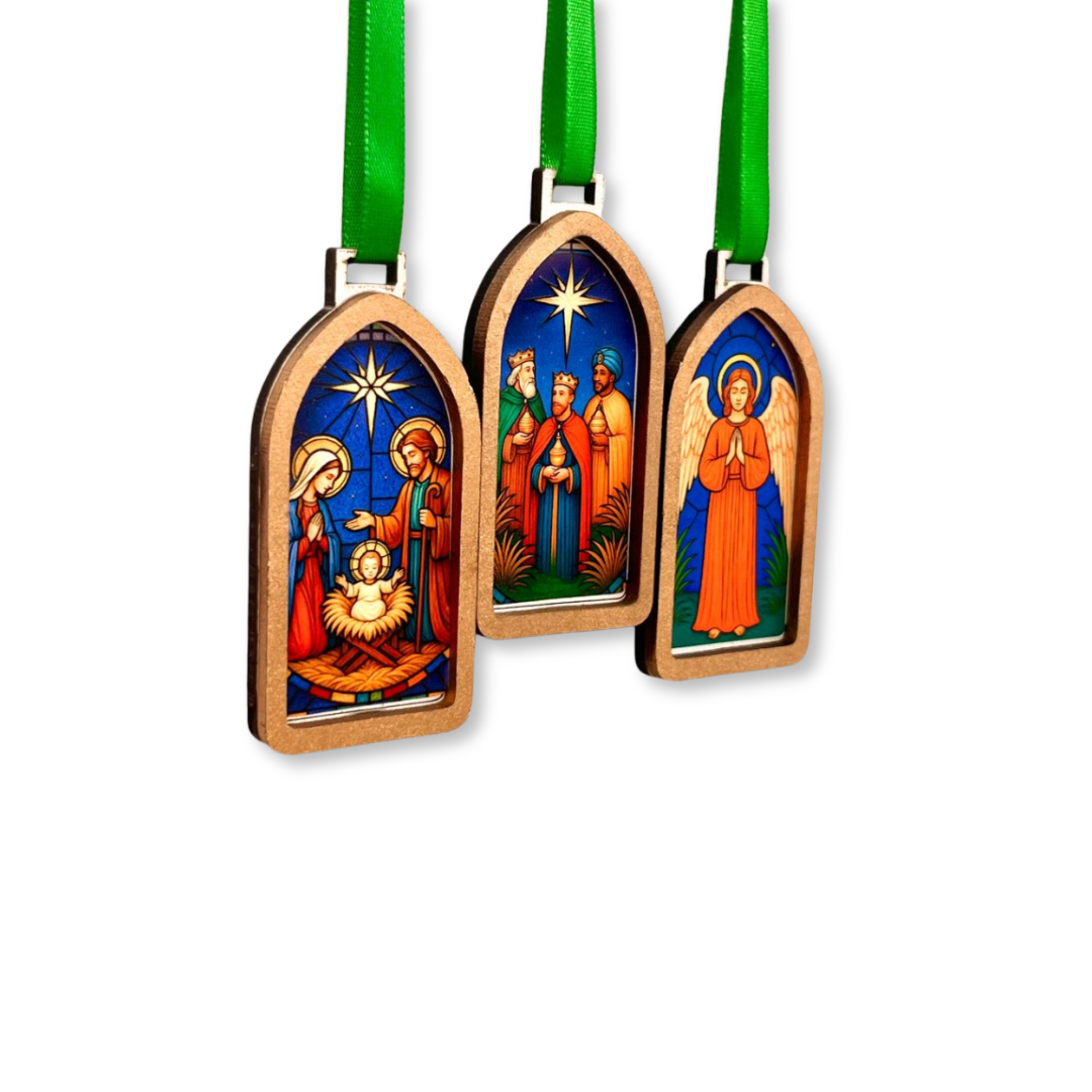 KIT_ Enfeite Árvore Capelinha - Fita Verde