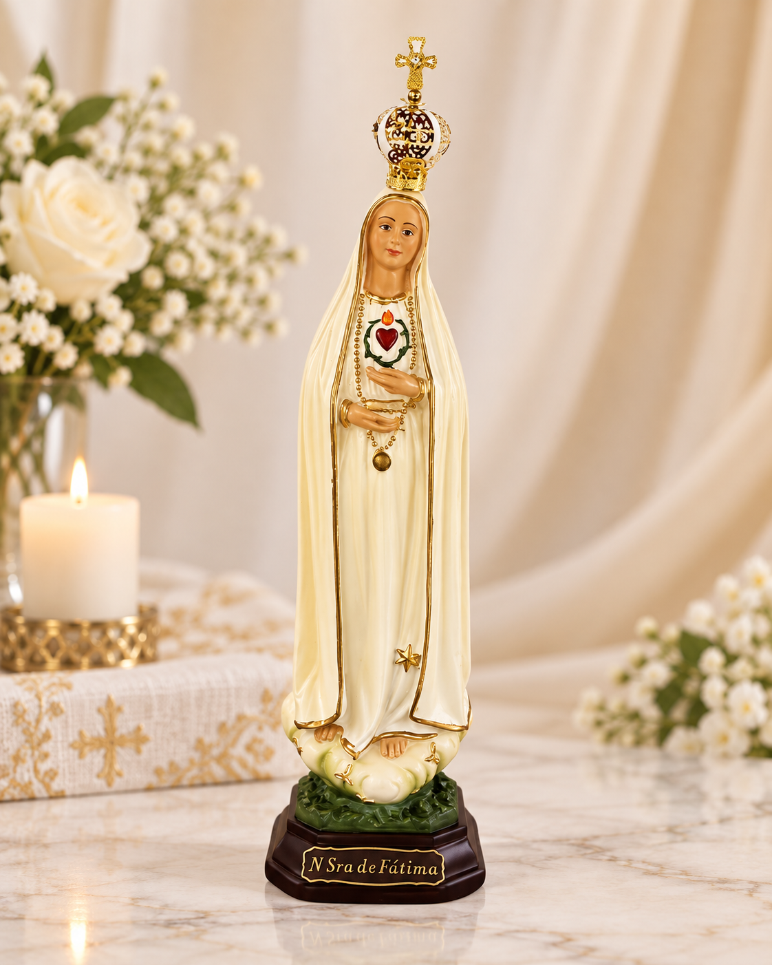 Imagem de Nossa Senhora de Fátima Peregrina 20cm em Resina