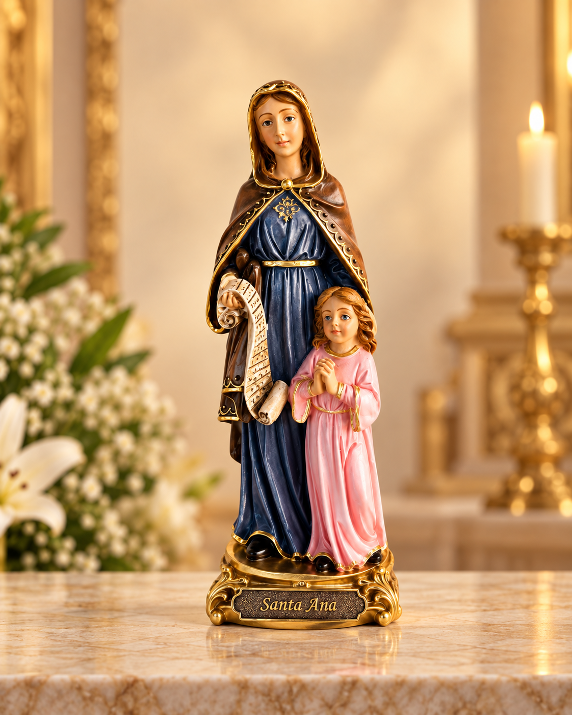Imagem Santa Ana em Resina 20cm -A  Mãe da Virgem Maria