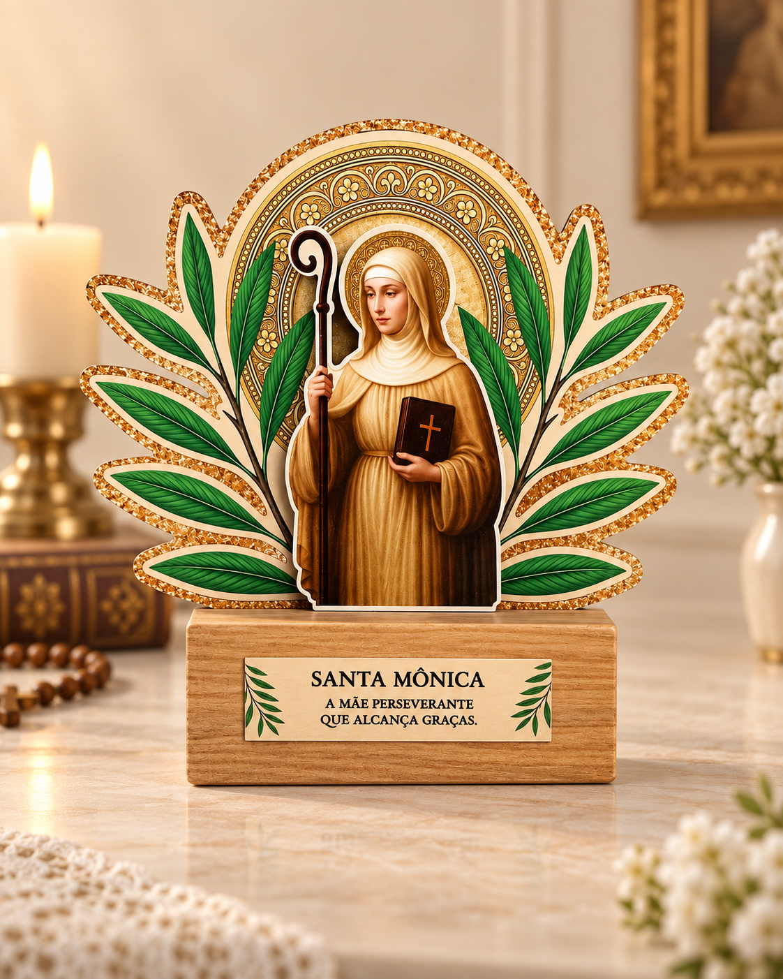 Enfeite de Mesa Santa Mônica -Devoção
