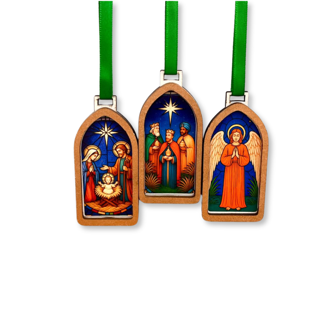 KIT_ Enfeite Árvore Capelinha - Fita Verde