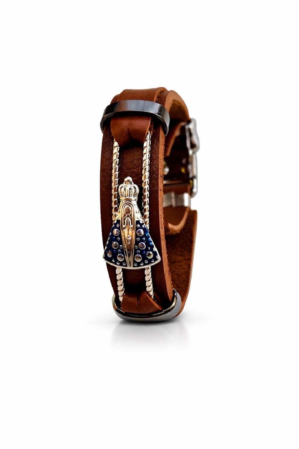 Pulseira de Couro Marrom Nossa Senhora Aparecida