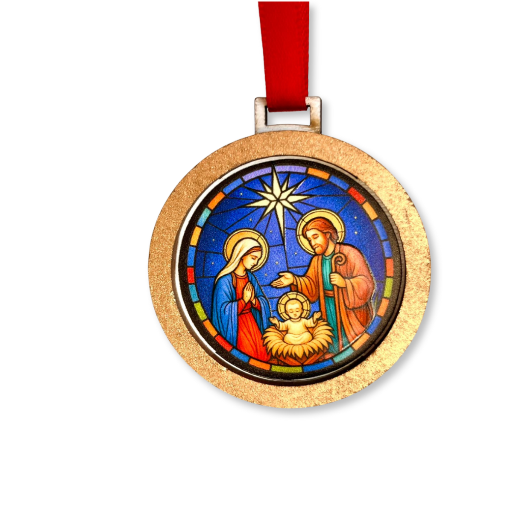 KIT - Enfeite de Árvore Redondo -  Fita Vermelha