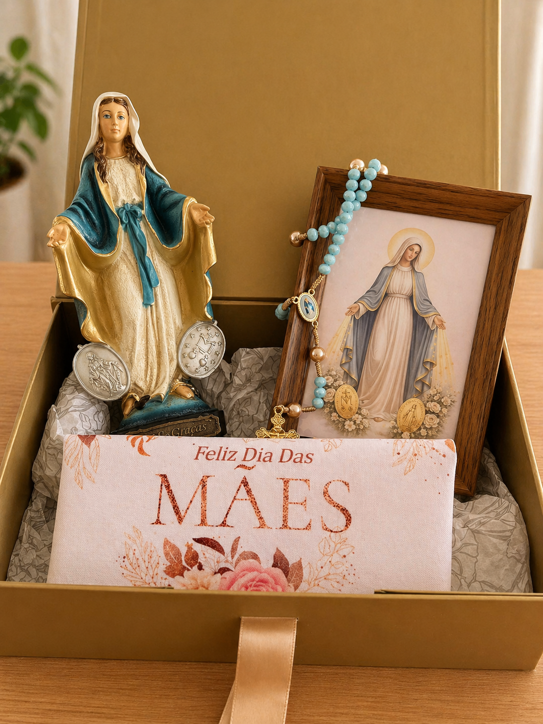 Kit Nossa Senhora das Graças 20cm +Quadro +Terço - Presente Especial dia das Mães