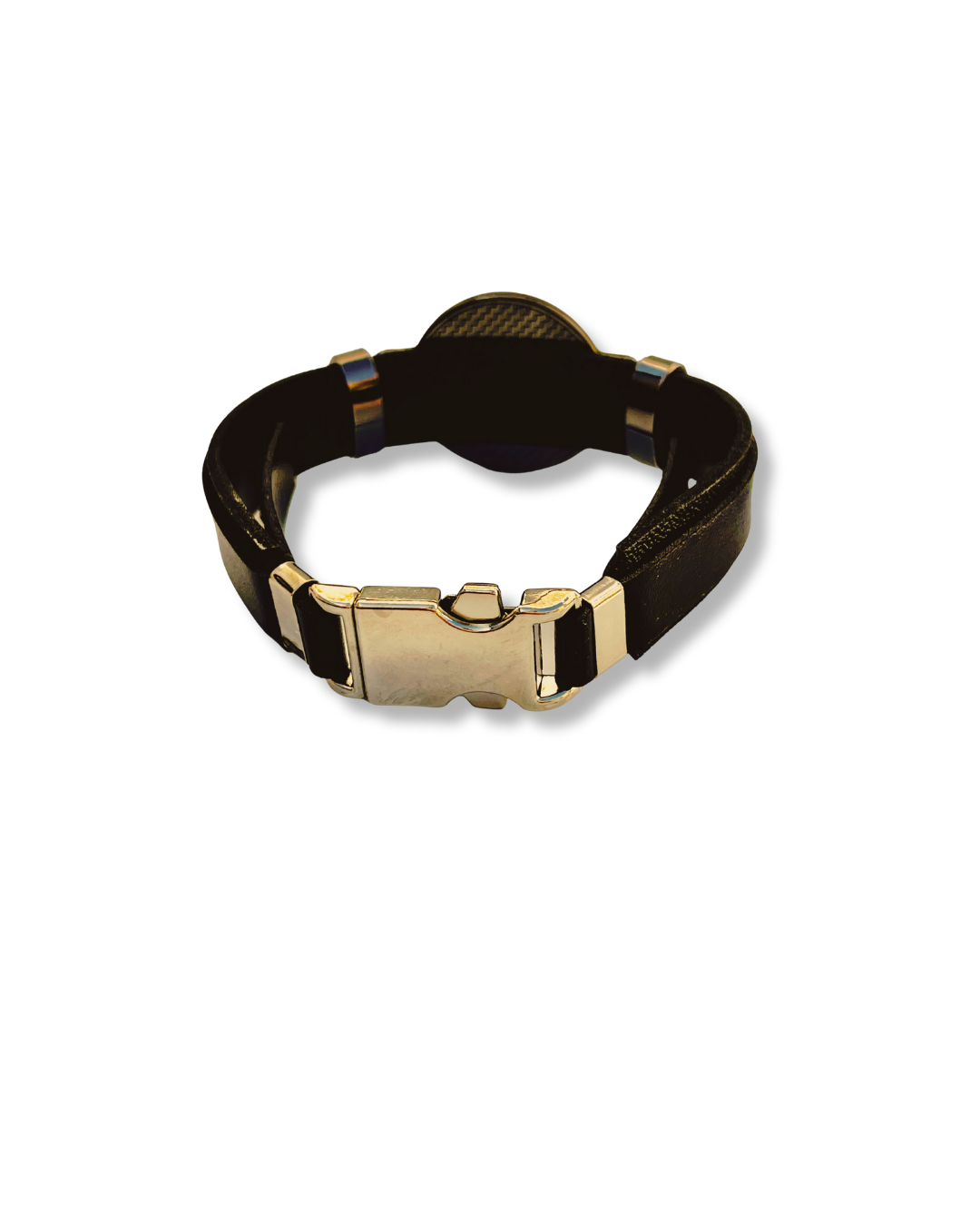 Pulseira de Couro Preta com Medalha de São Bento