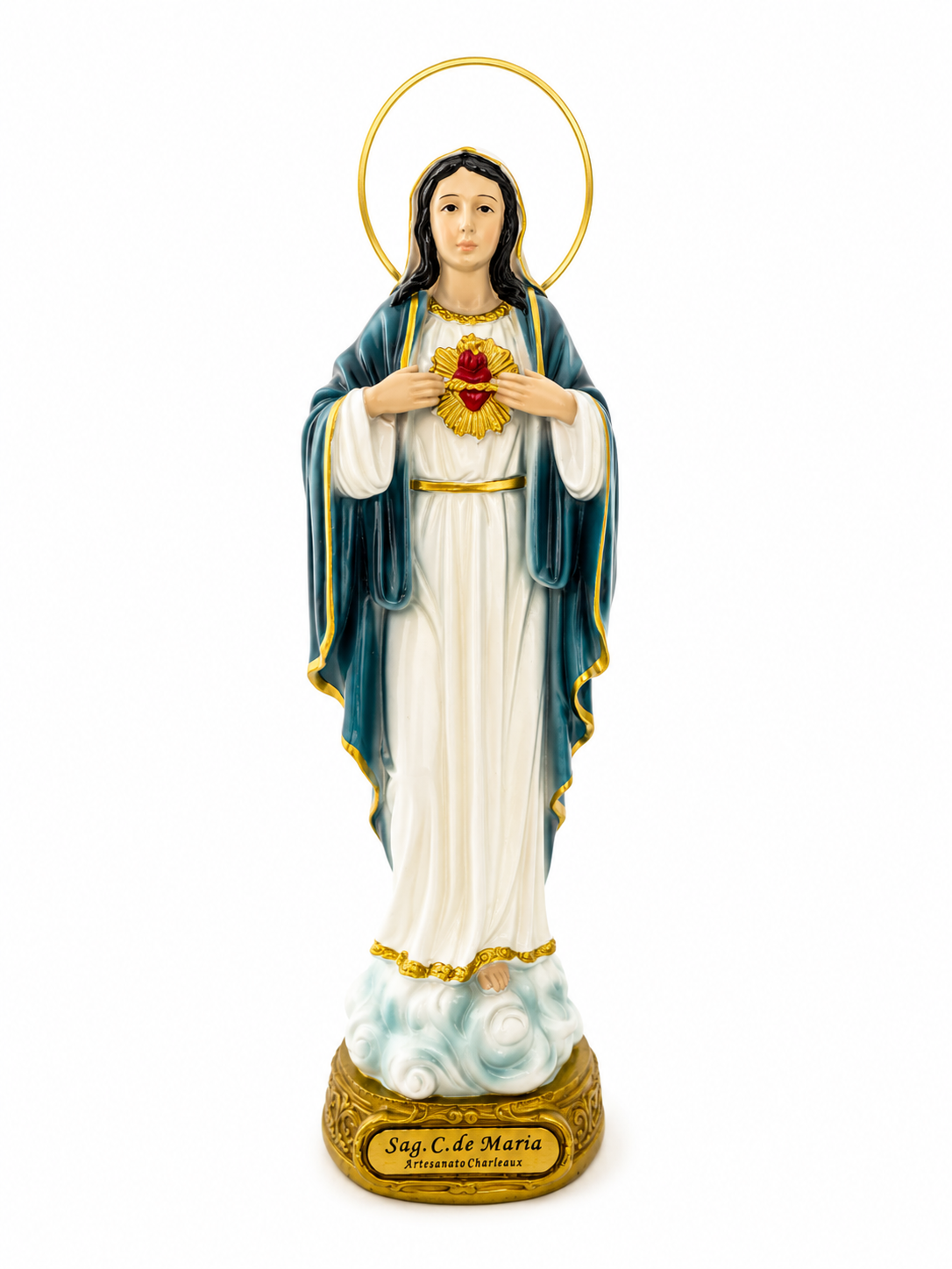 Imagem Sagrado Coração de Maria com Auréola - Resina 20cm